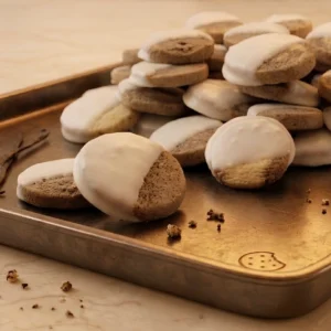 Biscotti al burro croccanti ricoperti di glassa bianca e zucchero
