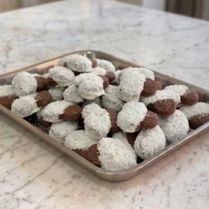 Biscotti al cacao ricoperti di zucchero a velo spolverato